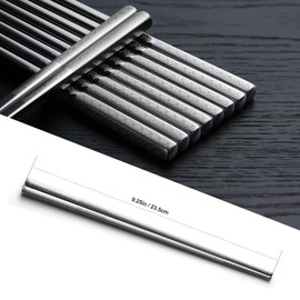 5 Pairs Stainless Steel Chopsticks, Reusable Metal Chopsticks,Square Lightweight Chop Sticks Dishwasher Safe , Easy to Use,9.25Inch/23.5Cm(Gold Coin Pattern)