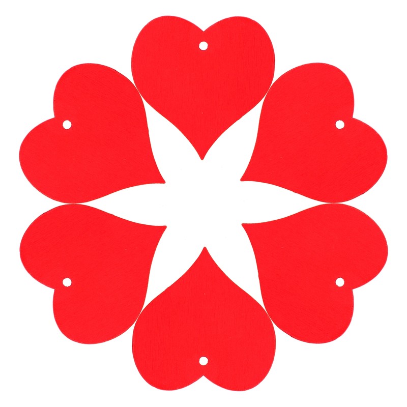 100Pcs Wood Slices HandMade Red HeartShaped Pendant Crafts DIY Wedding