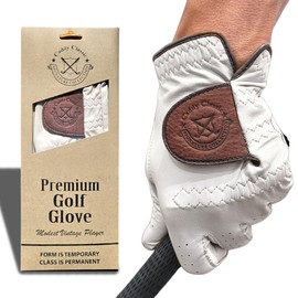 Caddie Classic High-End Vintage Men's Golf Gloves | Solely Crafted With AAA Kangaroo Leather | Long-Lasting Durability With Comfortable & Soft Feeling | Golf Glove For Men (Left, LG, White Pearl)