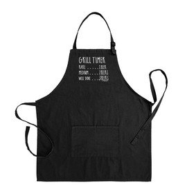 Funny Aprons for Men Grill Timer Beer Count Funny Grilling Apron Two Pocket Man Apron Black [PPP]