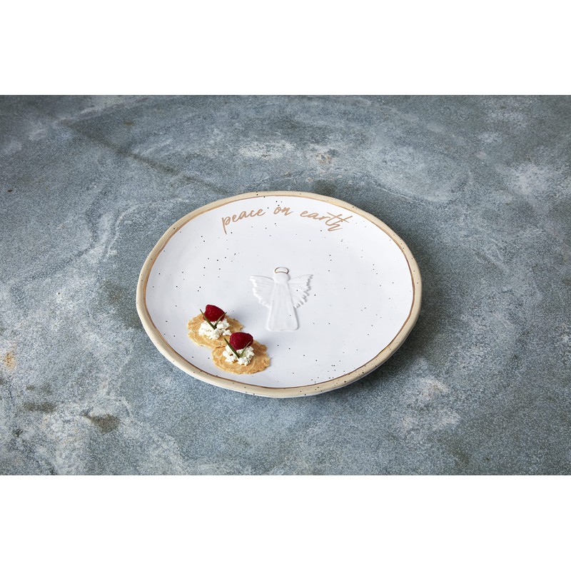 Mud Pie Round Gold Angel Serving Platter, 12" dia