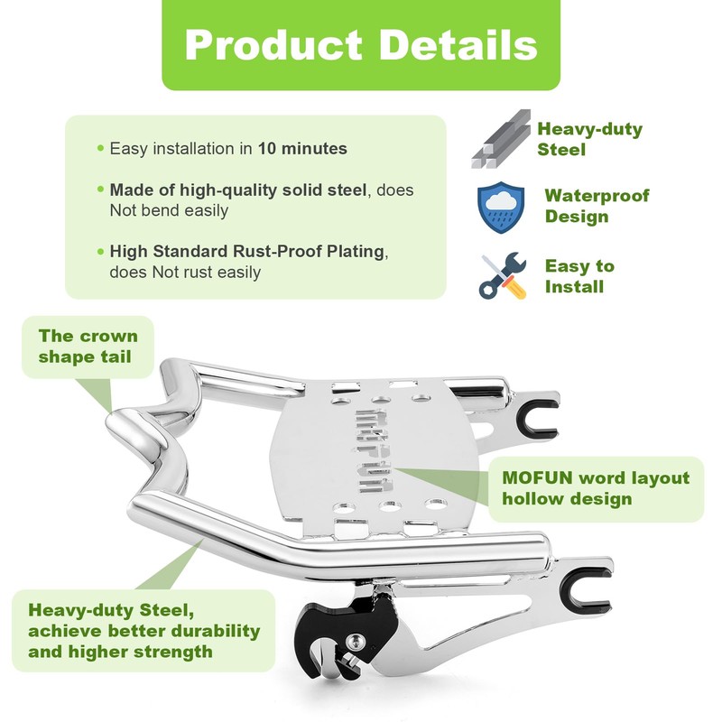 Mofun Luggage Rack Rear Grab Handles Bracket Compatible with Harley