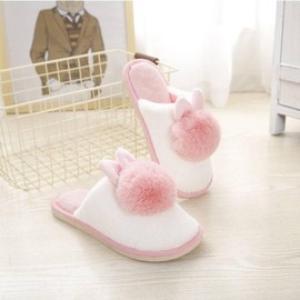 Rabbit Fur Indoor Slippers (Soft Winter G 250mm) Pink
