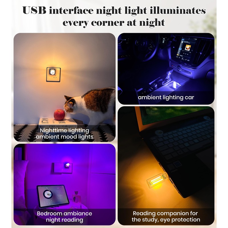 USB LED Car Interior Atmosphere Light, Multicolor Ambient Lighting, Retro