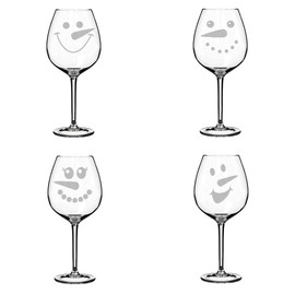 MIP Set of 4 Wine Glass Goblet Snowman Christmas Collection (20 oz Jumbo)
