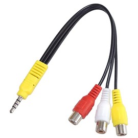 KAUMO RCA to 4 Pole 3.5mm Mini Plug Converter Cable Video Cable 20cm