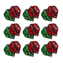 RED DRAGON Yin Yang Double Sided Jonny Clayton Red & Green Standard Dart Flights 3 Sets Per Pack (9 Dart Flights in total)