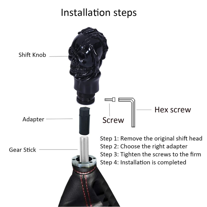 Bashineng Skull Shifter Knob Stick Shift Handle Gear Shifting Lever