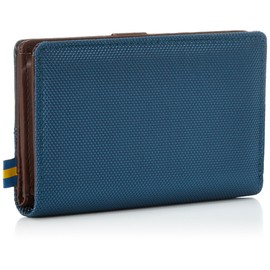 Mozu VS-0122 VASKA VS-0122 VASKA by Vesca L-Shaped Zipper Bifold Wallet, Women's, Compact, Thin, Nylon, Synthetic Leather, PU Leather, Coin Purse, blue