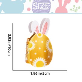 Easter Hair Clips for Women Cute Bunny Claw Clips Accessories Wave Flower Design Easter Egg Shaped Barrettes for Thick Hair (Yellow Egg)