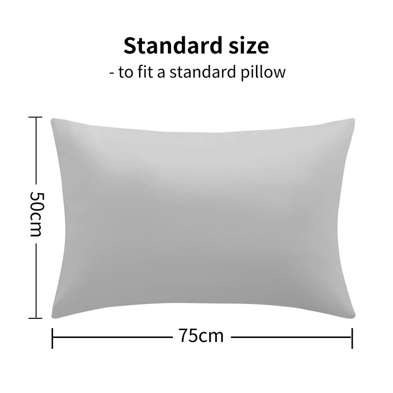 RUIKASI Housewife Pillowcases 2 Pack - Light Grey Standard 50x75