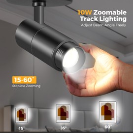 VANoopee 3-Color Zoomable Ceiling Spot Lights Indoor Flush Mount Adjustable LED Ceiling Spotlight Directional Light Fixture Dimmable Accent Light for Picture Art -CRI90 15-60° 10W 1000lm Black