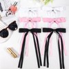 6Pcs Hair Bow Ribbon for Women Girls Black White Tassel