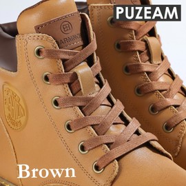 Puzeam 2 Pairs Flat Waxed Cotton Shoe Laces 7mm Wax Laces For Mens Leather Boots Casual Shoes Brown 120