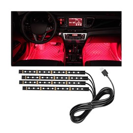 CGEAMDY LED Interior Lighting Car, Car Interior Ambient Light, Light Interior Lighting Ambient Lighting, Car Accessories LED Strip, Waterproof Car Monochrome Decorative Ambient Light (Red)