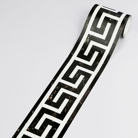 PVC Wallpaper Border Wall Decal Sticker Wall Paper Border Self Stick for Kitchen Bedroom Decoration 10cm by 5m (Modern Geometric)