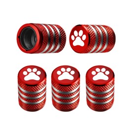 Dog Paw Print Tire Valve Stem Caps - 5 Pack Leak-Proof Covers