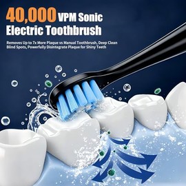Cepillo de dientes eléctrico para adultos: cepillo de dientes sónico de alta frecuencia y amplia amplitud para blanqueamiento, 8 cabezales, cepillo de