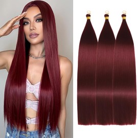 Locescsoc 28 Inch Straight Hair Extensions 150 g 3 Packs Bone Straight Braiding Hair, Soft Synthetic Bundles Crochet Braids Hair Bundles for Braiding (BUG#, 28 Inch 3 Packs)