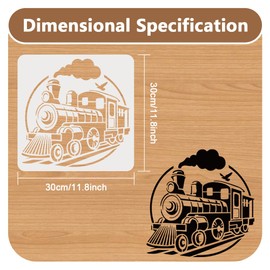 DOODLREAM 30 x 30cm Old Steam Train Wall Stencil Templates, Steam Engine Reusable Plastic Stencils for Painting on Wood Floor Tile Fabric Glass Furniture, DIY Home Decor Template