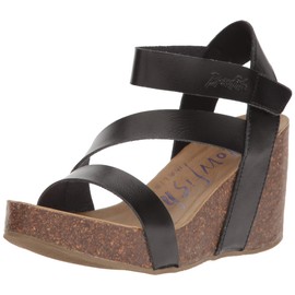 Blowfish Malibu Women's Hapuku Wedge Sandal, Black Dyecut, 8.5M
