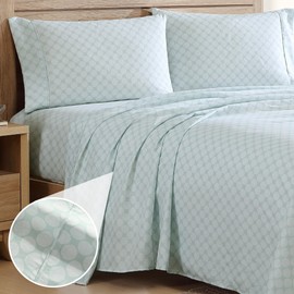 Cathay Home Sancturary Ultra-Soft Hypoallergenic Wrinkle Resistant Double-Brushed Microfiber Printed 4-Piece Bedding Sheet Set - Sage, Full