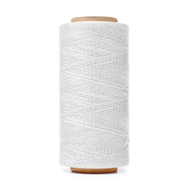 HILELIFE 260m 150D Waxed Thread for Leather Sewing, Leather Thread for Hand Sewing, Craft DIY, Wallets, Shoe Repairing, Book Binding (White)