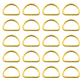 Swpeet 150Pcs 5/4 Inch - 30mm Gold Multi-Purpose Metal D Ring Semi-Circular D Ring for Hardware Bags Ring Hand DIY Accessories (Gold, 5/4 Inch)