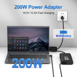 200W Laptop Charger for HP Omen 15 17 Victus Pavilion Gaming Laptop 15 17 ZBook Fury Create Studio Envy 15 2020 TPN-DA10 Power AC Adapter