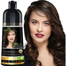 Herbishh - Champú colorante para cabello gris, champú con tinte natural para el cabello, colorea el cabello en minutos, dura hasta de 3 a 4 semanas, 500 ml, tinte de cabello 3 en 1, sin amoniaco (marrón oscuro)