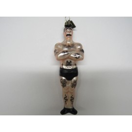 Raz New Eric Cortina 6" Glass Tattooed Man Ornament 4353140 Free Shipping