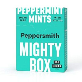12 x Peppersmith English Xylitol Mints Mighty Box 100 Mints 60g