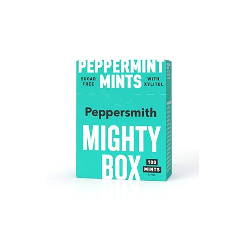 12 x Peppersmith English Xylitol Mints Mighty Box 100 Mints