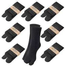 ZOCONE 7 Pairs Flip Flop Socks Black Split Toe Socks Cotton Two Toe Socks for Women Men, Novelty Flip Flop Tabi Socks for Sandal Flip-flops, Ankle Two-toed Tabi Socks for Separate Toes, UK 4-6