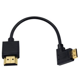 Duttek Mini HDMI Cable, Mini HDMI to HDMI Converter Adapter, Short Right Angled 90 Degree Mini HDMI to HDMI Male Male to Male Gold Plated Terminal High Speed Transmission Mini HDMI Cable 4K, 1080P
