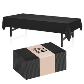 Xnluothsk 20 Pack Black Rectangle Plastic Tablecloth, 54"x 108" Disposable Plastic Table Cloth Party Table Cover, Plastic Table Cloth for Birthday Wedding Party