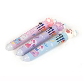 Clapoyis 3pcs 10 Colors Ballpoint Pen 0.5mm Animal Cat