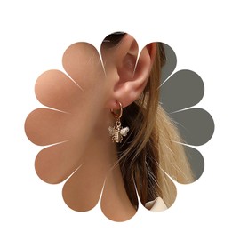 Allereya Vintage Bee Dangle Earrings Bee Drop Earrings Gold Bee Hoop Earrings Minimal Bee Stud Earrings Jewelry for Women and Girls (Gold)