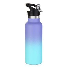 Volhoply botella de agua térmica para niños de 17 onzas, botella de agua de acero inoxidable con tapa de pajita, botella de agua térmica de metal al vacío de doble pared, botella de agua reutilizable de la escuela de educación física, manteniendo baja te