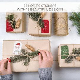 Beautiful Christmas Gift Tags Stickers - 210 Quality Doodle Sticker Labels for Personalizing Your Holiday Presents - Spread Joy and Cheer with These Festive Christmas Name Tags