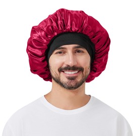 Silk Bonnet for Men, Breathable Hair Bonnet for Sleeping, Silk Bonnets for Curly Hair Locs Braids Waves