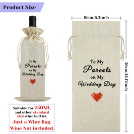 Sfodiary Thank You Gift for Parents Wedding Appreciation Gift for Mom Dad Wine Bags Drawstring Wine Wrapping Bag Wedding Decorations Parents Gift from Daughter Son Reusable Burlap Wine Bottle Bag