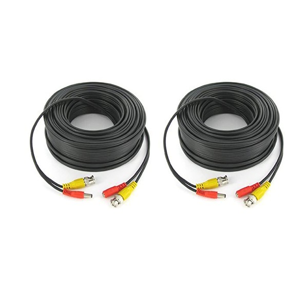 CASPERi 2 Pack 10M / 32 feet 2-in-1 Pre-made Black BNC Video Power Cable Security Camera CCTV Cable for DVR System Installation and HD Surveillance Camera