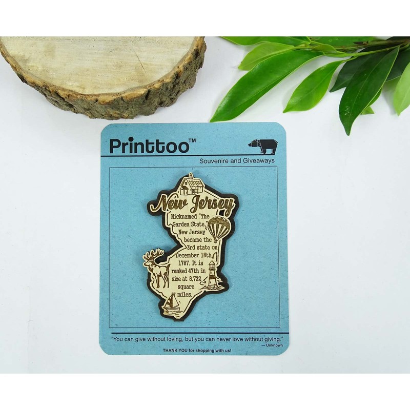 USA New Jersey State Map Wooden Magnet Souvenir Fridge Magnet