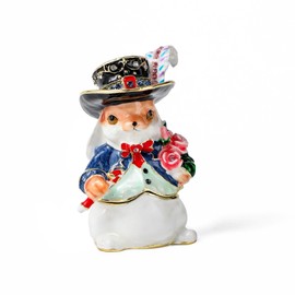 NIODAY Hand Painted Trinket Box Enamel Vintage Jewelry Box Mr. Rabbit Hinged Metal Jewelry Organizer Decorative Treasure Box Unique Valentine's Day Gifts for Her Anniversary