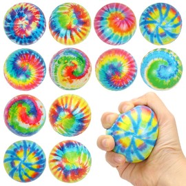 Augesak Pack of 12 Anti-Stress Balls for Children and Adults, Colours Stress Ball, Colourful Squeeze Ball, Squishy Toy Ball for Children's Birthday Party Bag Party