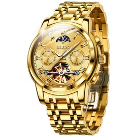 OLEVS Mens Automatic Watches Skeleton Mechanical Self Winding Luxury Fashion Dress Wrist Watch Luminous Waterproof