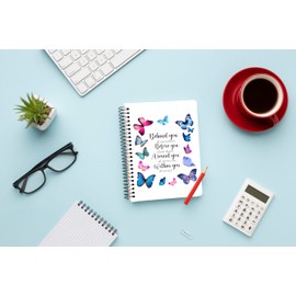 Inspirational Quotes Butterfly Decor Spiral Notebook Journal,Softcover with Removable Dividers Wire Bound Hardcover 160 Pages/80 Sheets Each, A5(8.4"x 6.4") for Students Office Business Diary Book