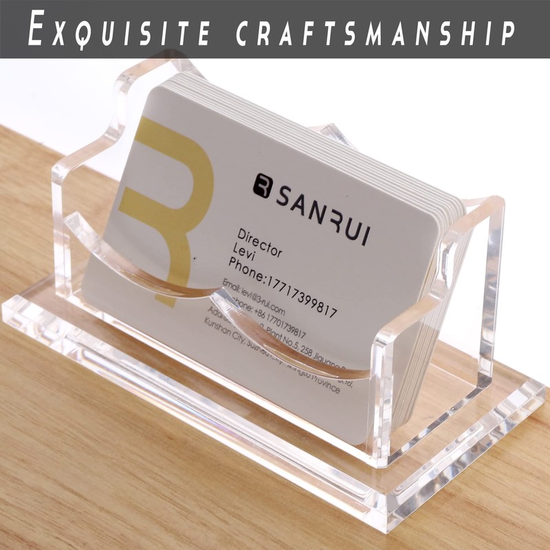 SANRUI Clear Horizontal Business Card Holder Stand for Desk, Acrylic
