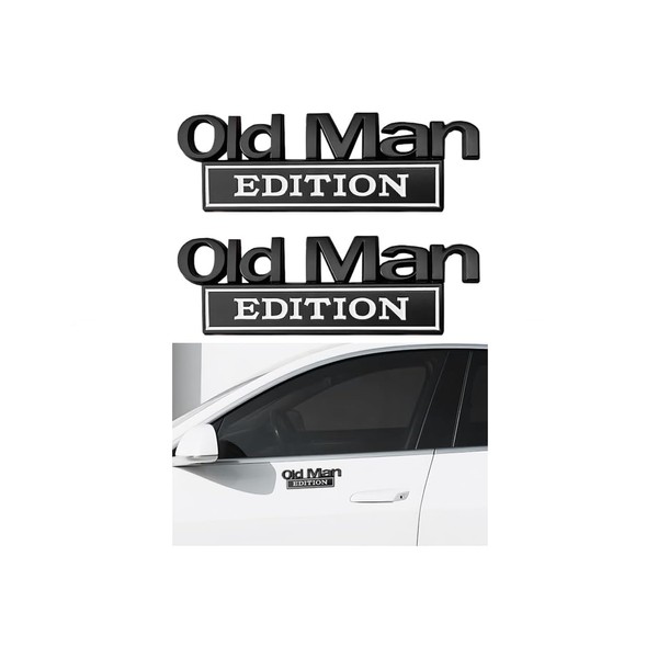 FALVFUN 2PCS Old Man Edition Car Emblem, 3D Funny Edition